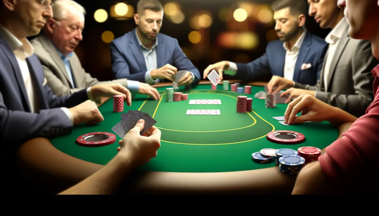 德州撲克玩家在賭桌上進行實戰對局